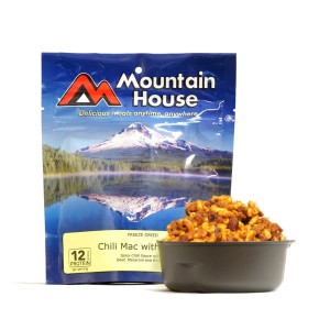 Mountain House Chili Mac with Beef. $3.75-$4 per serving.