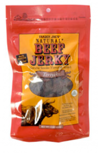 Trader Joe's Beef Jery, Teriyaki flavor. I would snack on this all night if I didn't think it would attract a bear because it smells so good.
