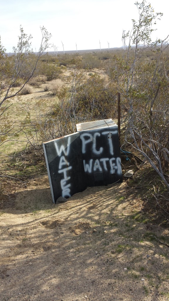 A water cache usually maintained by the Hikertown Angels